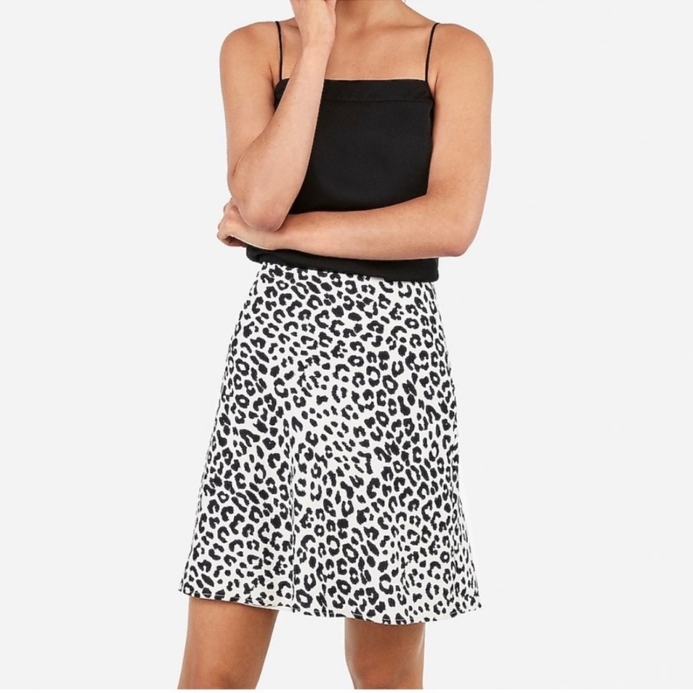 Express Black and White Cheetah Print A-Line Skirt